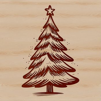 Illustrative Christmas tree with branches and ornaments, suitable for digital designs.