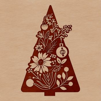 An SVG vector design element featuring a traditional Christmas tree silhouette against a plain background.