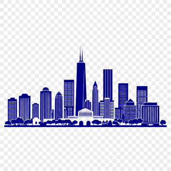 A digital representation of a city skyline, suitable for use in graphic design software such as Illustrator or Procreate.