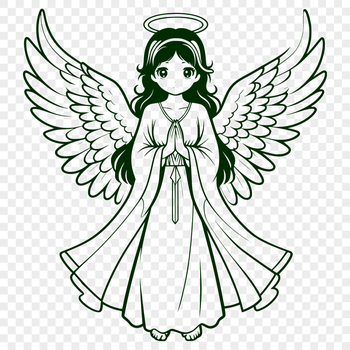 A stylized illustration of a celestial being with wings, suitable for vector graphics and cutting machine designs.