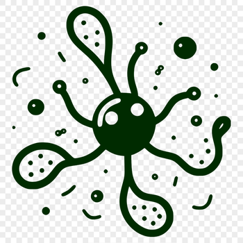 A detailed illustration of a single bacterial cell with various components labeled.