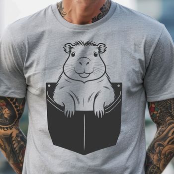 A rodent peeking out from a pocket-like opening.