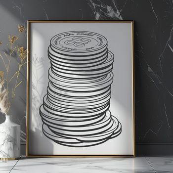 A collection of digital coins designed as vector graphics.