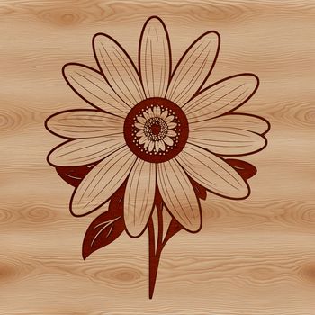 A white daisy with yellow center on a blue background, designed as a vector graphic.