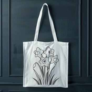 A single daffodil flower in full bloom, with trumpet-shaped petals and a long green stem.