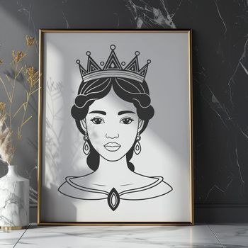 A vector illustration of a young female princess with a kind expression, suitable for various digital applications.