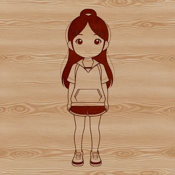 A young female figure in simple line art style, suitable for vector design and cutting machine applications.
