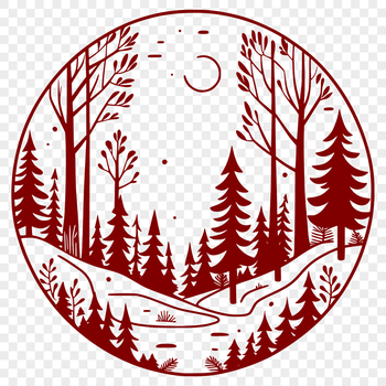 A stylized illustration of a forest with trees and foliage, suitable for digital design and vector graphics.