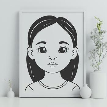 A young girl illustration created as an SVG file for various uses.