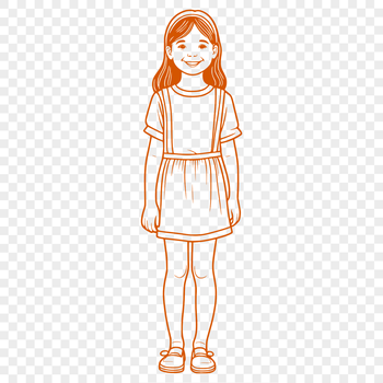 A young girl illustration created in vector art format.