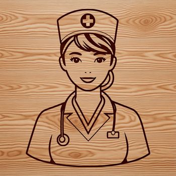 A female figure in a nurse's uniform, designed as vector art for various uses.