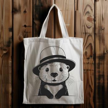 A playful otter wearing a hat, suitable for vector art and clipart use in designs and projects.
