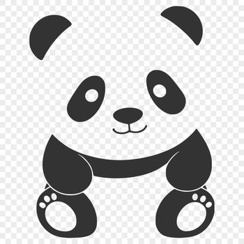 An editable vector graphic of a panda, suitable for various design applications.