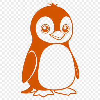 A simple illustration of a penguin standing on snow.