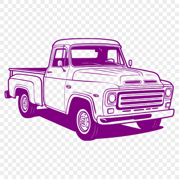 A 2D illustration of a pickup truck, suitable for vector graphic design and cutting machine projects.