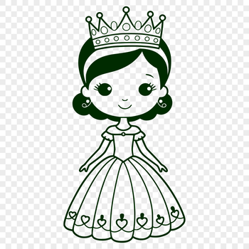 A young female princess figure created in vector art, suitable for various cutting machines like Cricut or laser cutter.
