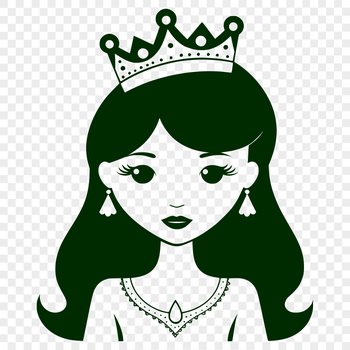 A royalty-inspired female character in a regal pose, created as vector art for digital use.