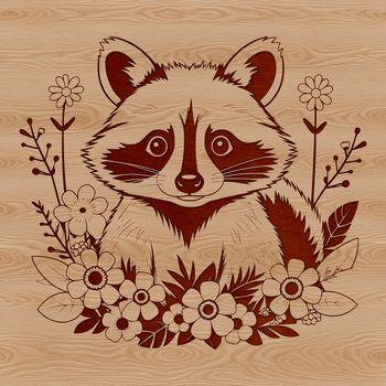 An intricately designed vector raccoon image suitable for various applications including commercial and personal use.