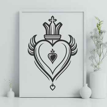 SVG vector design of the Sacred Heart symbol in a religious context.