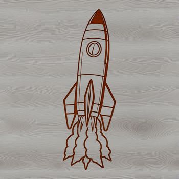 Illustrated spaceship concept with detailed vector design elements.