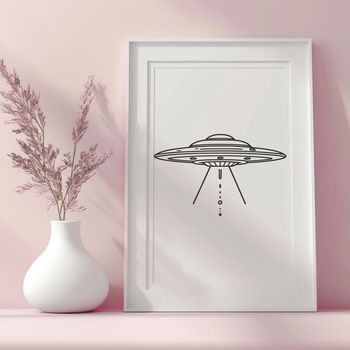 Vector illustration of a futuristic spacecraft in space.