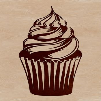 A colorful cupcake illustration with frosting and sprinkles, suitable for digital use in designs.