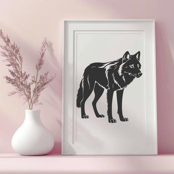 An outline representation of a wolf's body in vector format, suitable for digital design and cutting machine use.