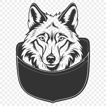A detailed illustration of a wolf's head, suitable for various design applications.