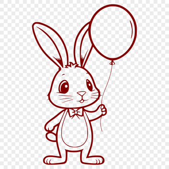 A cartoon rabbit standing upright on its hind legs, suitable for crafting and design projects.