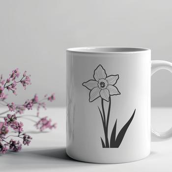 Illustrated daffodil flower in vector format for graphic design projects.