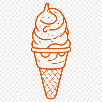 A colorful illustration of a single scoop ice cream in a cone, perfect for digital designs.