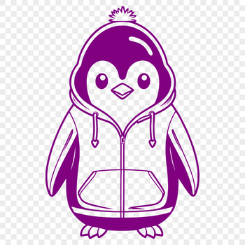 A cartoon illustration of a penguin wearing a hoody.