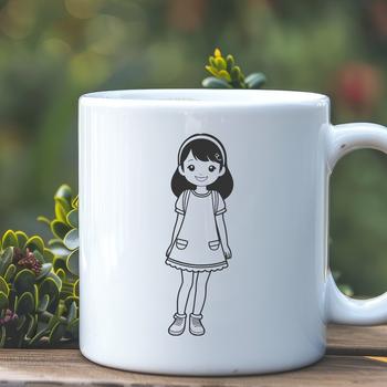 A young girl illustration created using vector art, suitable for digital use in various formats including SVG.