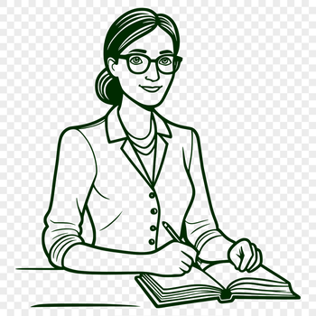 A woman standing at the front of a classroom, addressing students, in a professional teaching role.