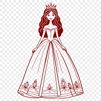 A young girl wearing a princess costume, ideal as clip art for craft projects or designs.