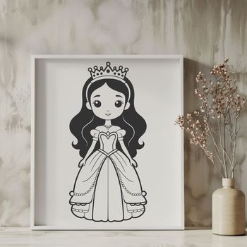 Illustrated princess character in vector format.