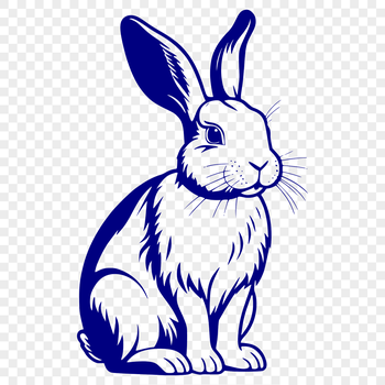 A full-body illustration of a rabbit sitting in a pose.