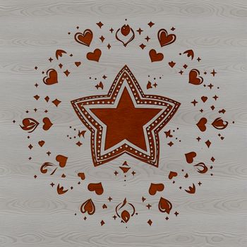 A stylized star design featuring love hearts, suitable for Christmas or Xmas celebrations.