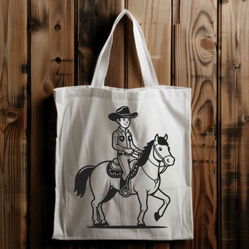 A vector illustration of a cowboy riding a horse in the wild west.