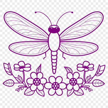 A vibrant dragonfly illustrated with delicate floral patterns.