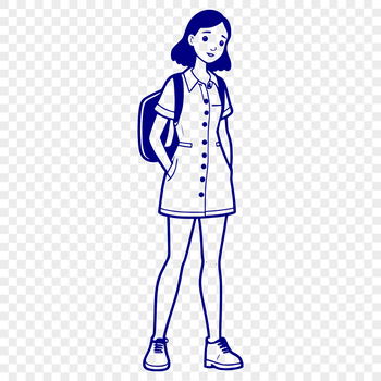 Illustrated girl character in vector format suitable for digital crafting and cutting machine designs.