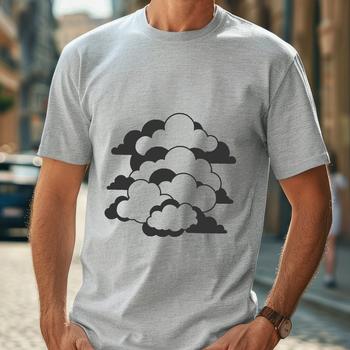 A vector graphic representation of a fluffy cumulus cloud with soft, puffy texture.