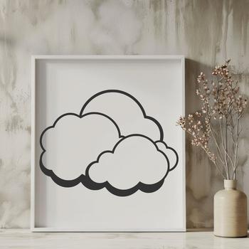 A white, puffy cloud icon suitable for vector design, ideal for use in digital art projects.