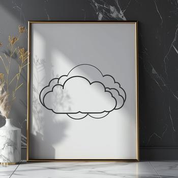 A high-resolution vector illustration of a fluffy white cloud in the sky.