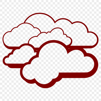 An illustration of a white cloud with puffy texture against a clear blue sky.