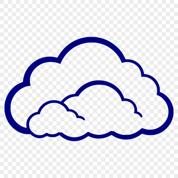 A simple white cloud design made from interconnected lines and shapes, suitable for use in graphic design projects.