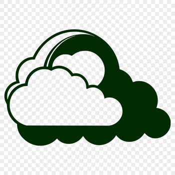 A simple cloud design made up of interconnected shapes and lines.