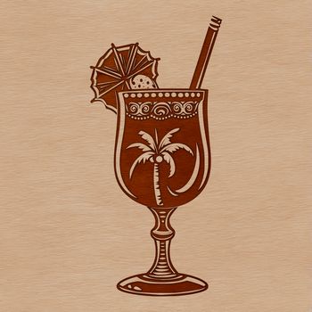 Illustrated cocktail in a glass vector graphic design.
