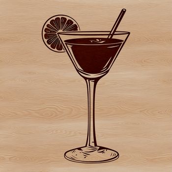 A detailed illustration of a cocktail in a glass, suitable for digital cutting and crafting.