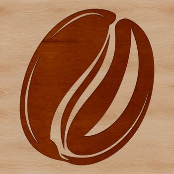 An illustration of a coffee bean with brown texture and subtle shading.